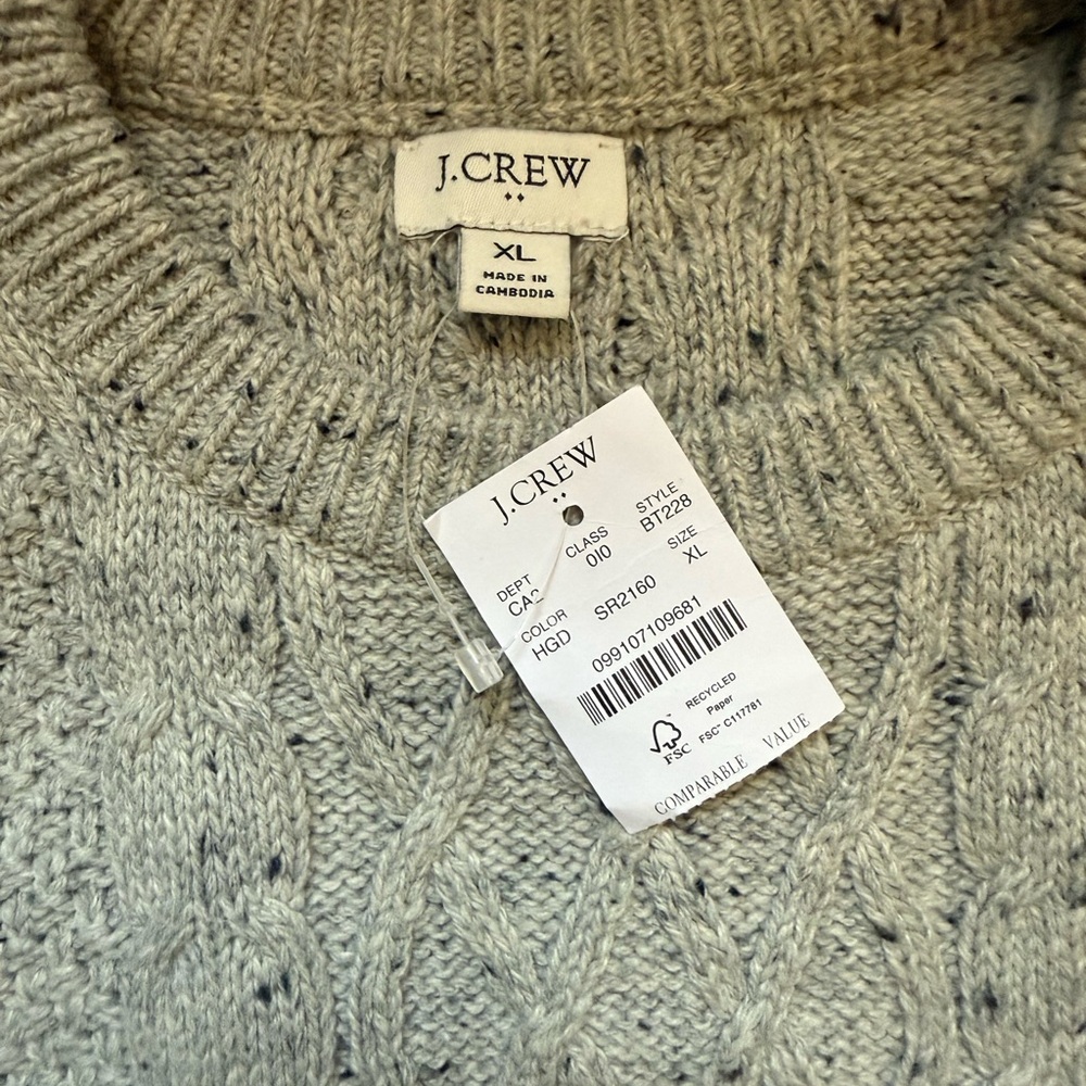 J. Crew Gray Cable Knit Sweater